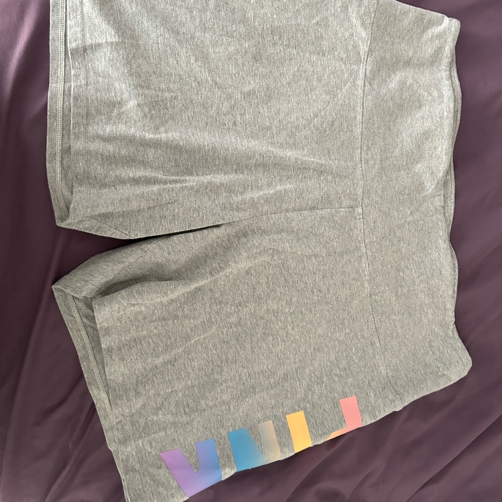 PINK Victoria's Secret Heather Gray Bike Shorts with Rainbow Logo